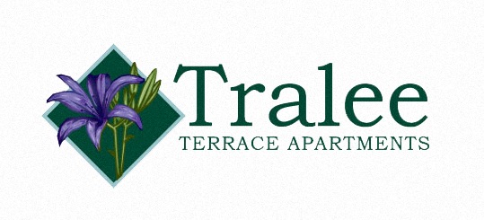 A logo for Terrace Apartments featuring a flower.